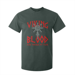 Viking Blood Runs Through My Veins T Shirt For Kid Compass Vegvisir Nordic Rune Celtic