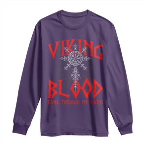 Viking Blood Runs Through My Veins Long Sleeve Shirt Compass Vegvisir Nordic Rune Celtic