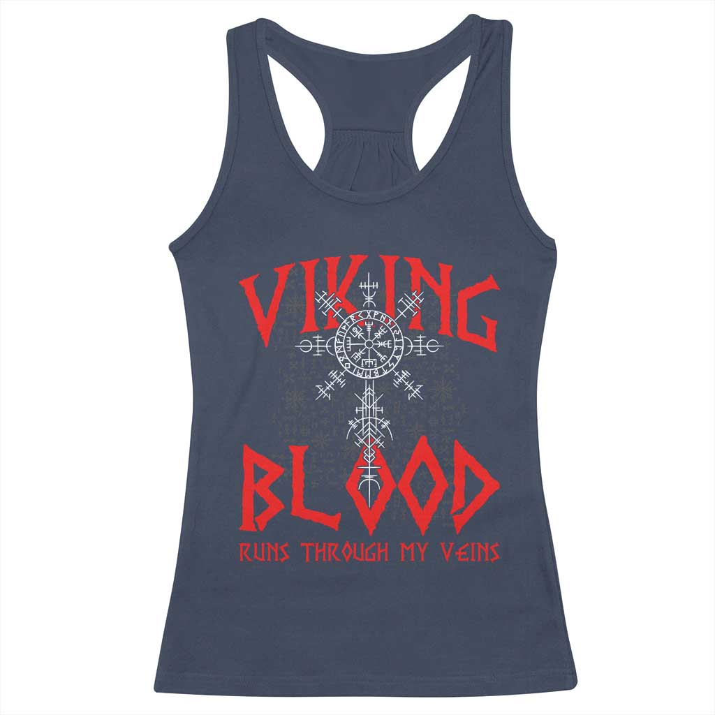 Viking Blood Runs Through My Veins Racerback Tank Top Compass Vegvisir Nordic Rune Celtic
