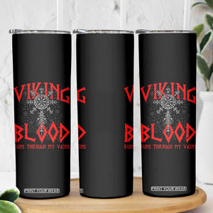 Viking Blood Runs Through My Veins Skinny Tumbler Compass Vegvisir Nordic Rune Celtic
