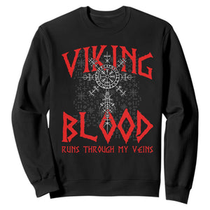 Viking Blood Runs Through My Veins Sweatshirt Compass Vegvisir Nordic Rune Celtic