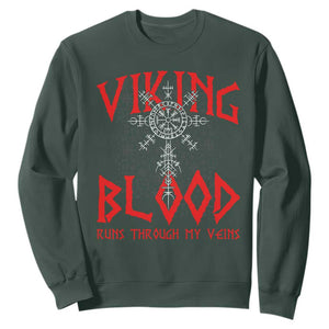 Viking Blood Runs Through My Veins Sweatshirt Compass Vegvisir Nordic Rune Celtic