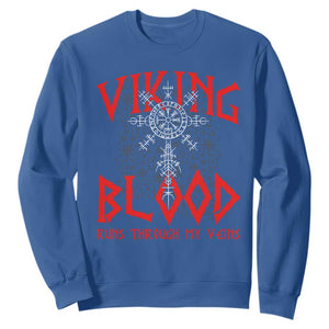 Viking Blood Runs Through My Veins Sweatshirt Compass Vegvisir Nordic Rune Celtic