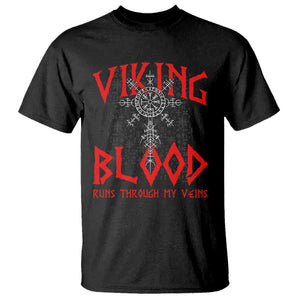 Viking Blood Runs Through My Veins T Shirt Compass Vegvisir Nordic Rune Celtic