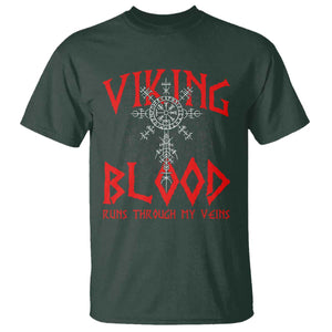 Viking Blood Runs Through My Veins T Shirt Compass Vegvisir Nordic Rune Celtic