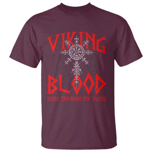 Viking Blood Runs Through My Veins T Shirt Compass Vegvisir Nordic Rune Celtic