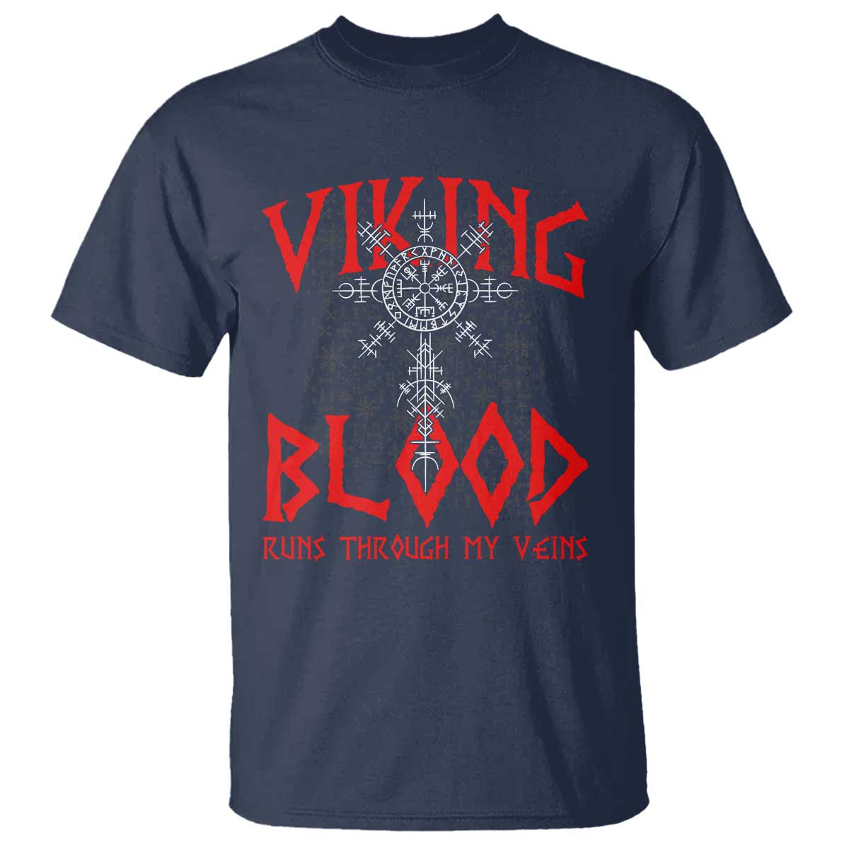 Viking Blood Runs Through My Veins T Shirt Compass Vegvisir Nordic Rune Celtic
