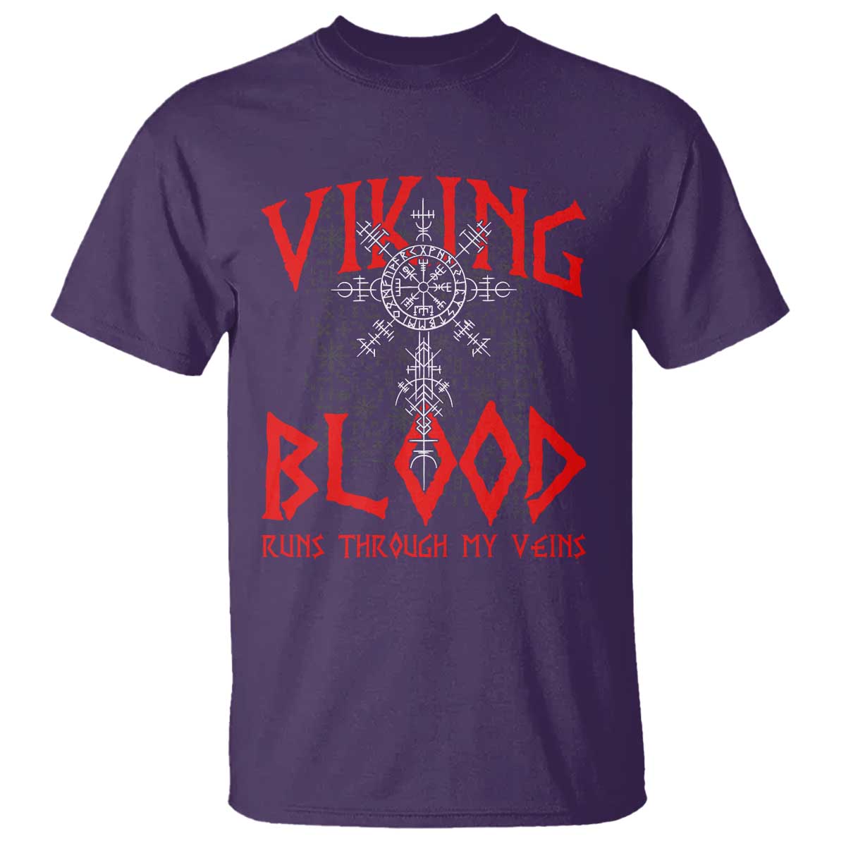 Viking Blood Runs Through My Veins T Shirt Compass Vegvisir Nordic Rune Celtic