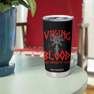 Viking Blood Runs Through My Veins Tumbler Cup Compass Vegvisir Nordic Rune Celtic