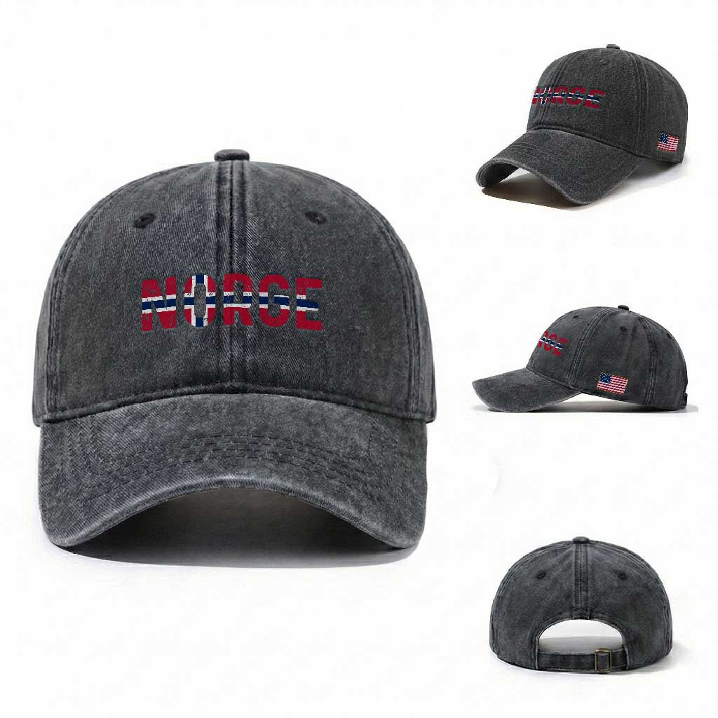 Norge Flag Norway Washed Cotton Baseball Cap Norwegian Home Love Family