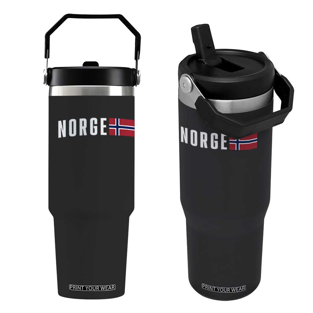 Norway Norge Norwegian Flag Graphic Flip Straw Tumbler