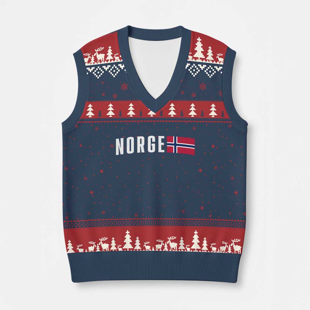 Norway Norge Norwegian Flag Graphic V-Neck Knit Sweater Vest