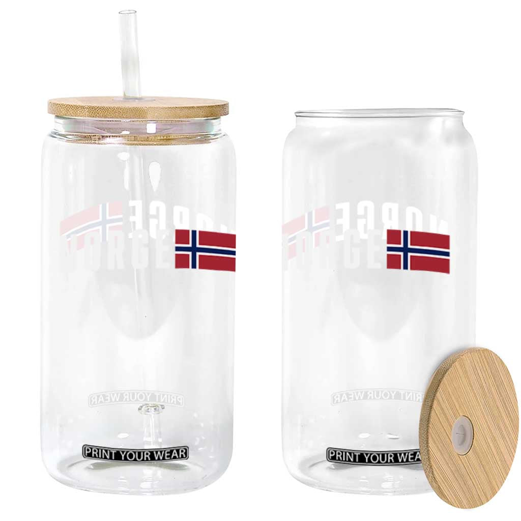 Norway Norge Norwegian Flag Graphic Glass Can