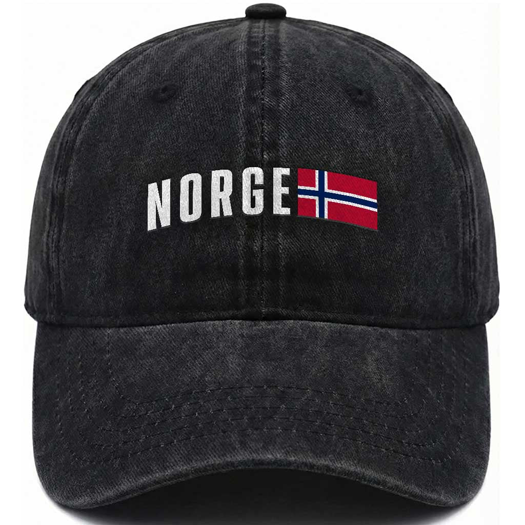 Norway Norge Norwegian Flag Graphic Washed Cotton Baseball Cap