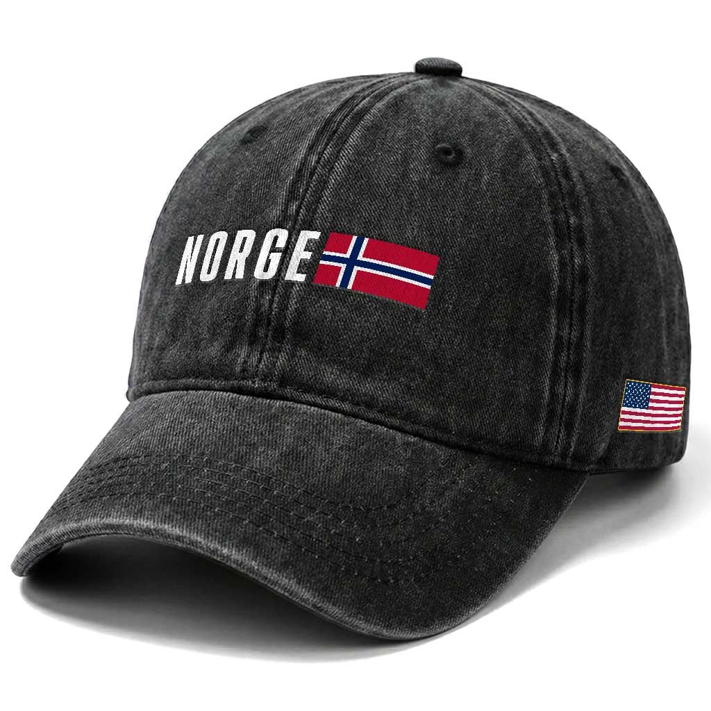 Norway Norge Norwegian Flag Graphic Washed Cotton Baseball Cap