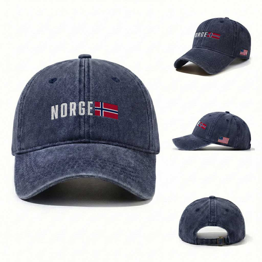 Norway Norge Norwegian Flag Graphic Washed Cotton Baseball Cap