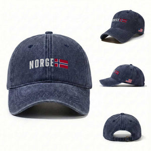 Norway Norge Norwegian Flag Graphic Washed Cotton Baseball Cap