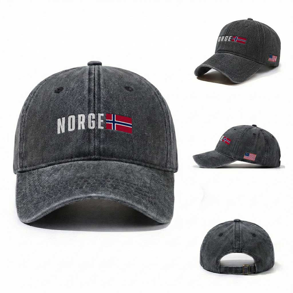 Norway Norge Norwegian Flag Graphic Washed Cotton Baseball Cap
