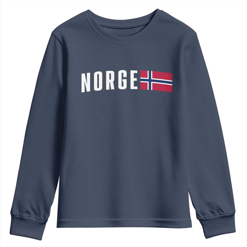 Norway Norge Norwegian Flag Graphic Youth Sweatshirt TS14 Navy Print Your Wear