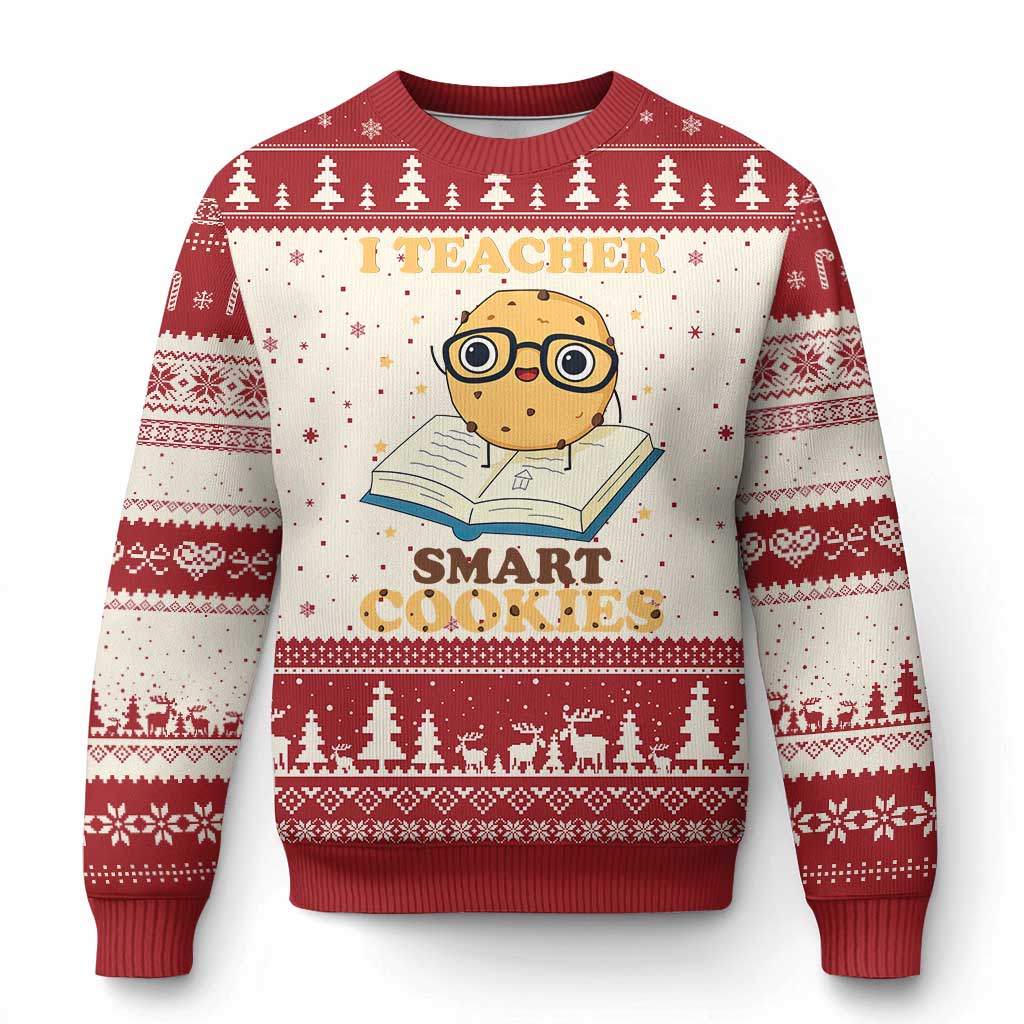 I Teach Smart Cookies Ugly Christmas Sweater Funny Teacher TS14 Beige Red Print Your Wear