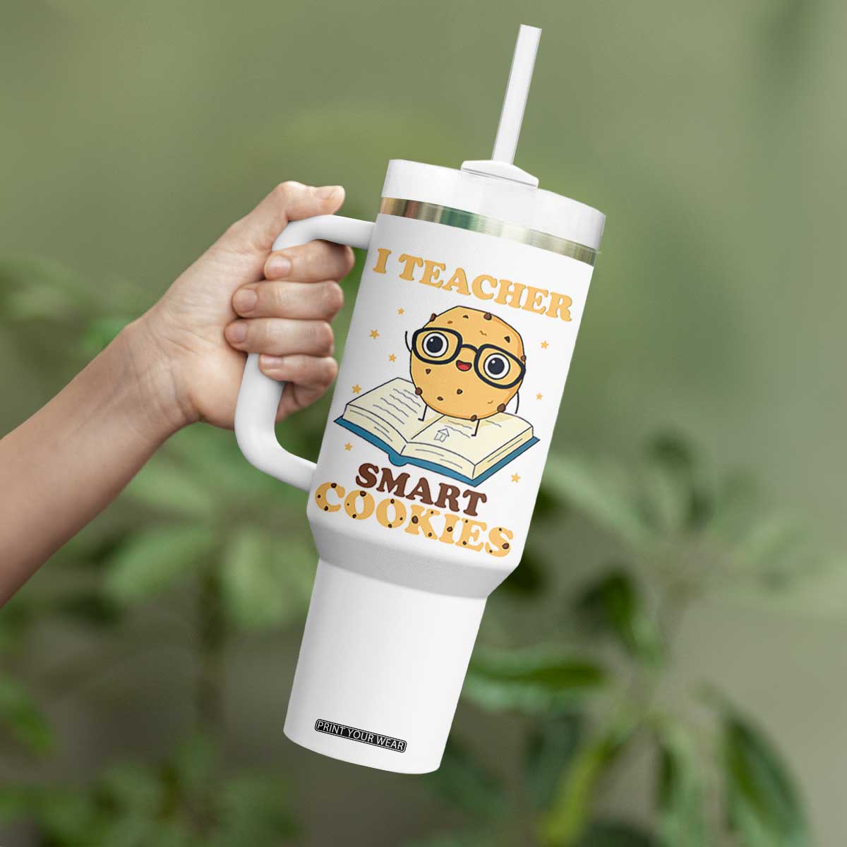 I Teach Smart Cookies Tumbler With Handle Funny Teacher TS14 Print Your Wear