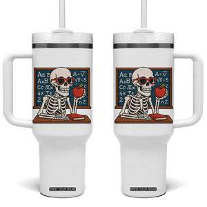 I Will Just Wait Until It Is Quite Tumbler With Handle Funny Skeleton Teacher TS14 One Size: 40 oz White Print Your Wear
