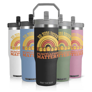 Funny Taco English Teacher Flip Straw Tumbler No More Tacos Punctuation Matters TS14 Print Your Wear