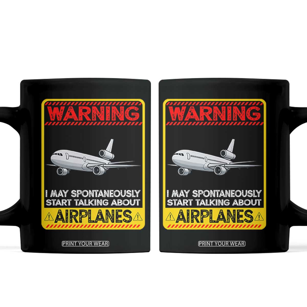 Funny Pilot Coffee Mug Warning May Spontaneously Talk About Airplanes TS14 Black Print Your Wear