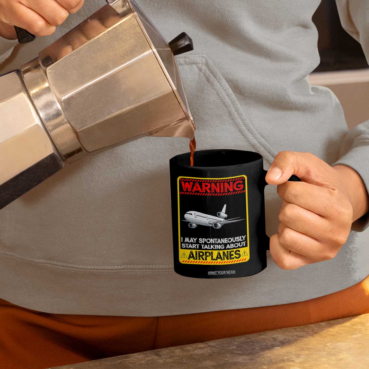 Funny Pilot Coffee Mug Warning May Spontaneously Talk About Airplanes TS14 Print Your Wear