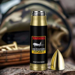 Funny Pilot Bullet Tumbler Warning May Spontaneously Talk About Airplanes TS14 Print Your Wear
