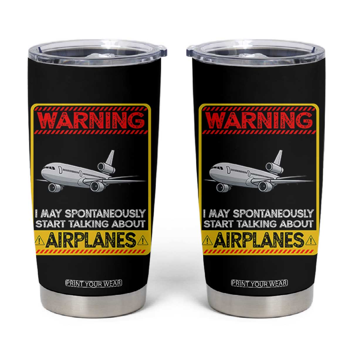 Funny Pilot Tumbler Cup Warning May Spontaneously Talk About Airplanes TS14 Black Print Your Wear