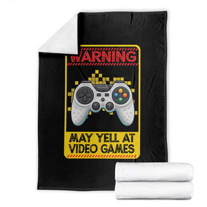 Funny Video Gamer Throw Blanket Warning May Yell At Video Games TS14 Black Print Your Wear
