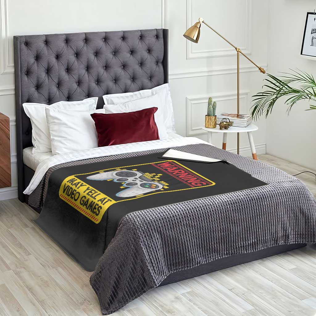 Funny Video Gamer Throw Blanket Warning May Yell At Video Games TS14 Print Your Wear