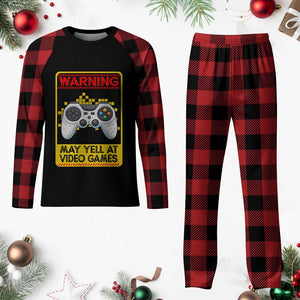 Funny Video Gamer Plaid Pajama Set Warning May Yell At Video Games TS14 Buffalo Plaid Print Your Wear