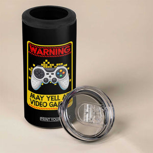 Funny Video Gamer 4 in 1 Can Cooler Tumbler Warning May Yell At Video Games TS14 Print Your Wear