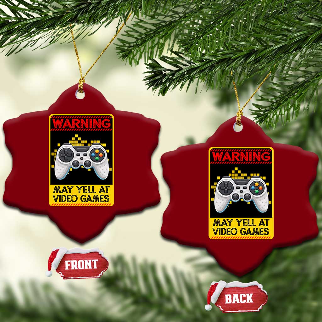 Funny Video Gamer Ceramic Ornament Warning May Yell At Video Games TS14 Print Your Wear