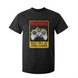 Funny Video Gamer T Shirt For Kid Warning May Yell At Video Games TS14 Black Print Your Wear
