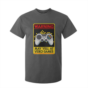 Funny Video Gamer T Shirt For Kid Warning May Yell At Video Games TS14 Dark Heather Print Your Wear