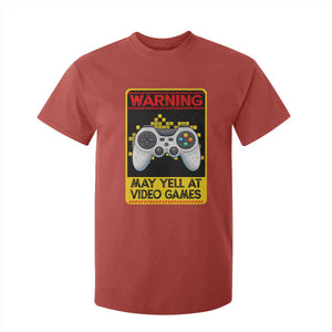 Funny Video Gamer T Shirt For Kid Warning May Yell At Video Games TS14 Red Print Your Wear