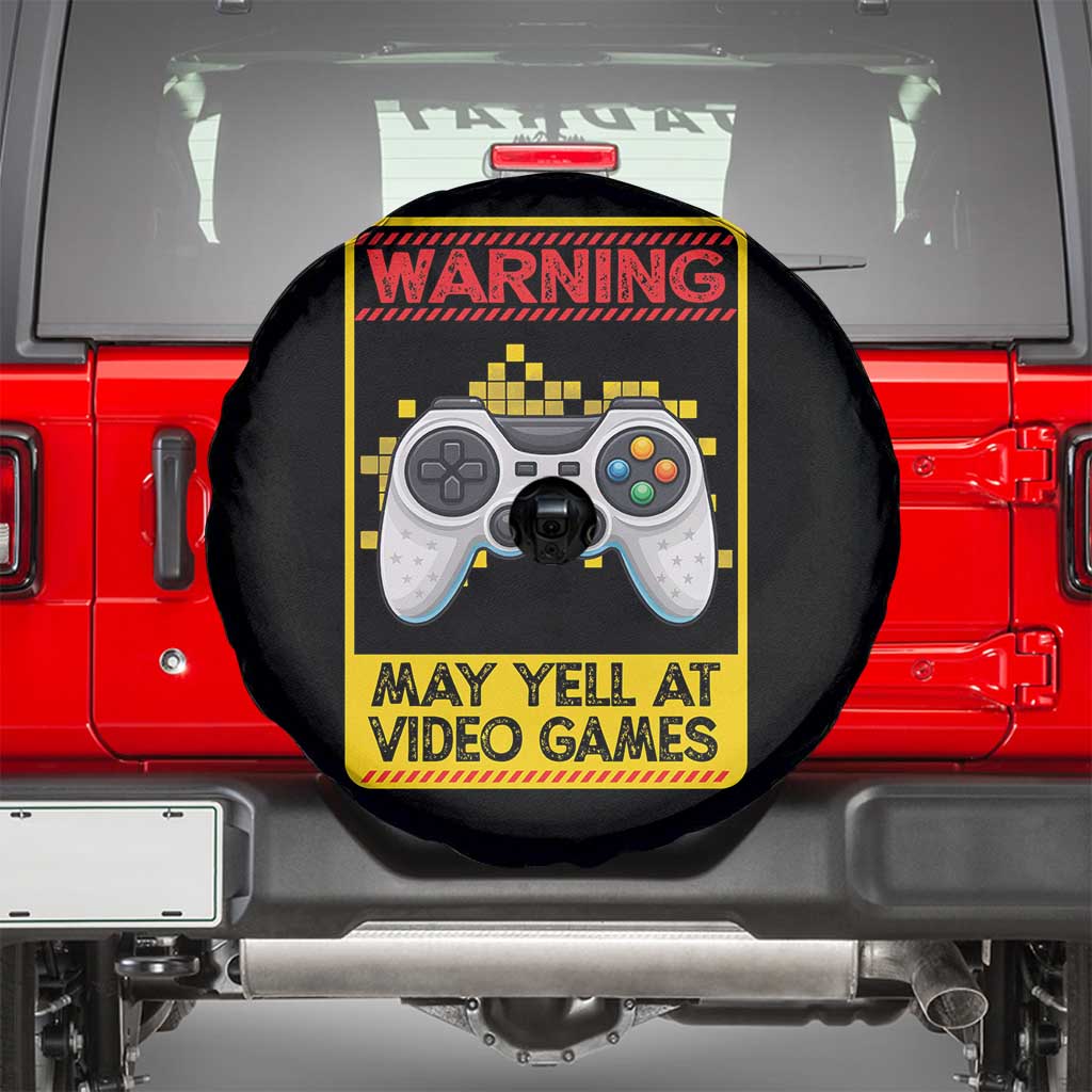 Funny Video Gamer Spare Tire Cover Warning May Yell At Video Games TS14 Black Print Your Wear