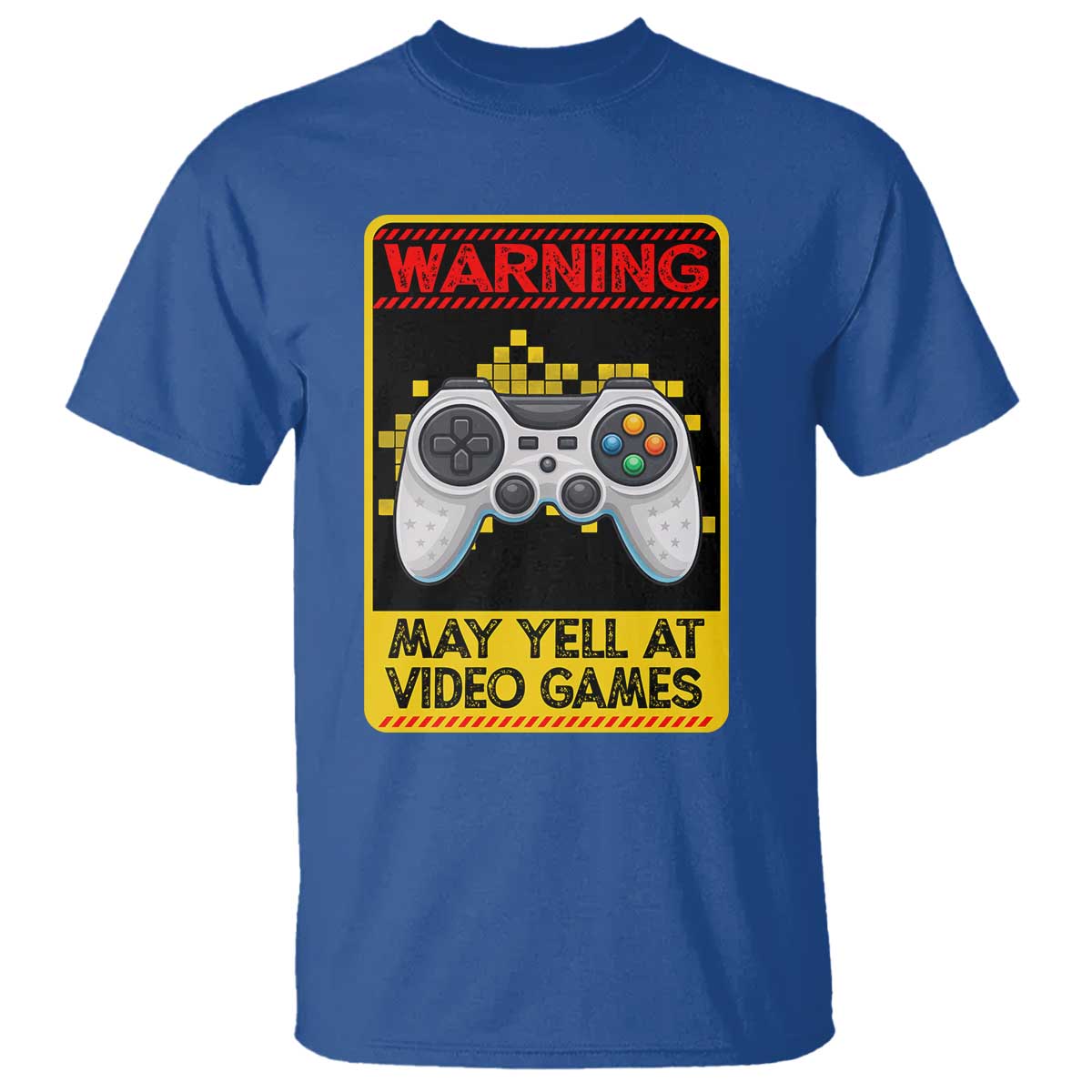 Funny Video Gamer T Shirt Warning May Yell At Video Games TS14 Royal Blue Print Your Wear