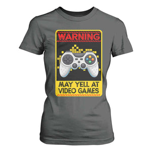 Funny Video Gamer T Shirt For Women Warning May Yell At Video Games TS14 Dark Heather Print Your Wear