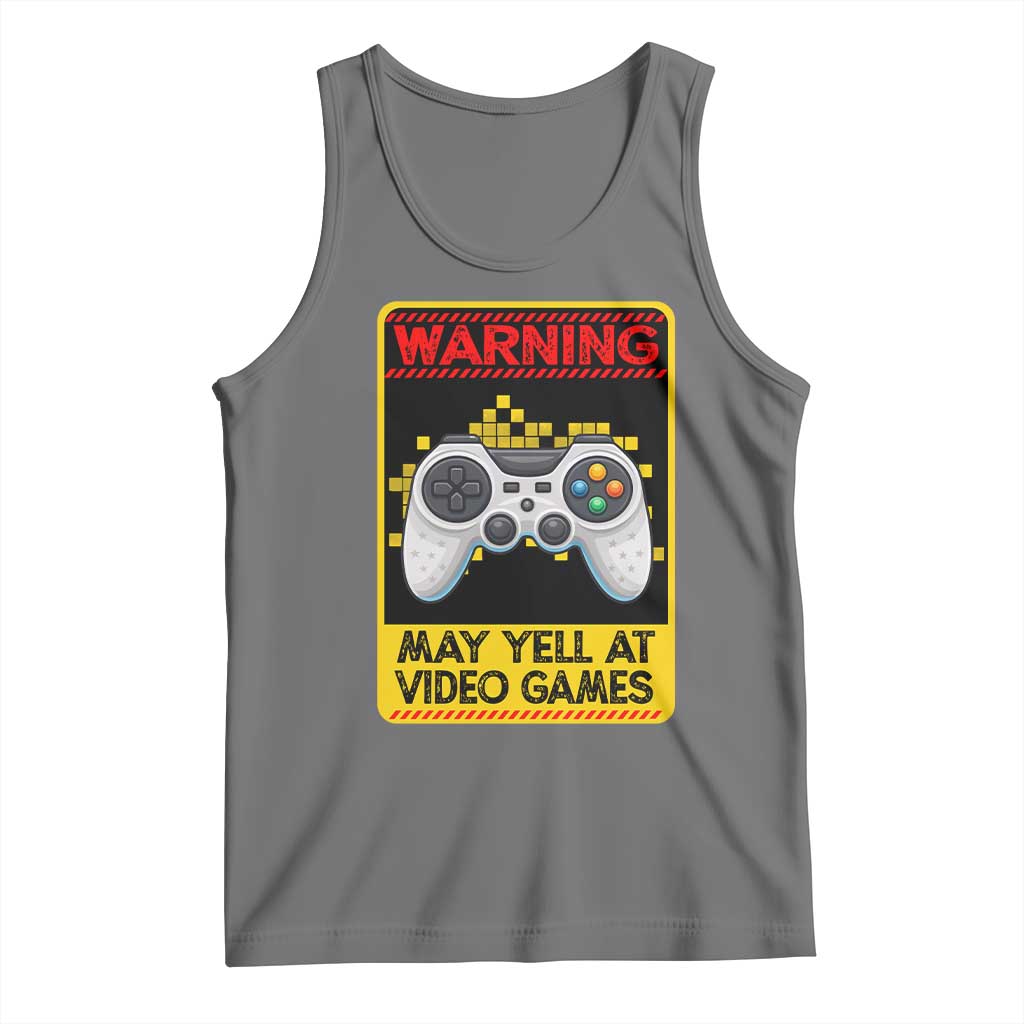 Funny Video Gamer Tank Top Warning May Yell At Video Games TS14 Black Heather Print Your Wear