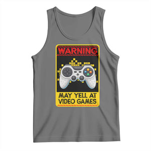 Funny Video Gamer Tank Top Warning May Yell At Video Games TS14 Black Heather Print Your Wear