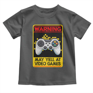 Funny Video Gamer Toddler T Shirt Warning May Yell At Video Games TS14 Dark Heather Print Your Wear