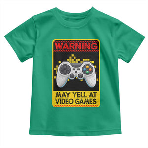 Funny Video Gamer Toddler T Shirt Warning May Yell At Video Games TS14 Irish Green Print Your Wear
