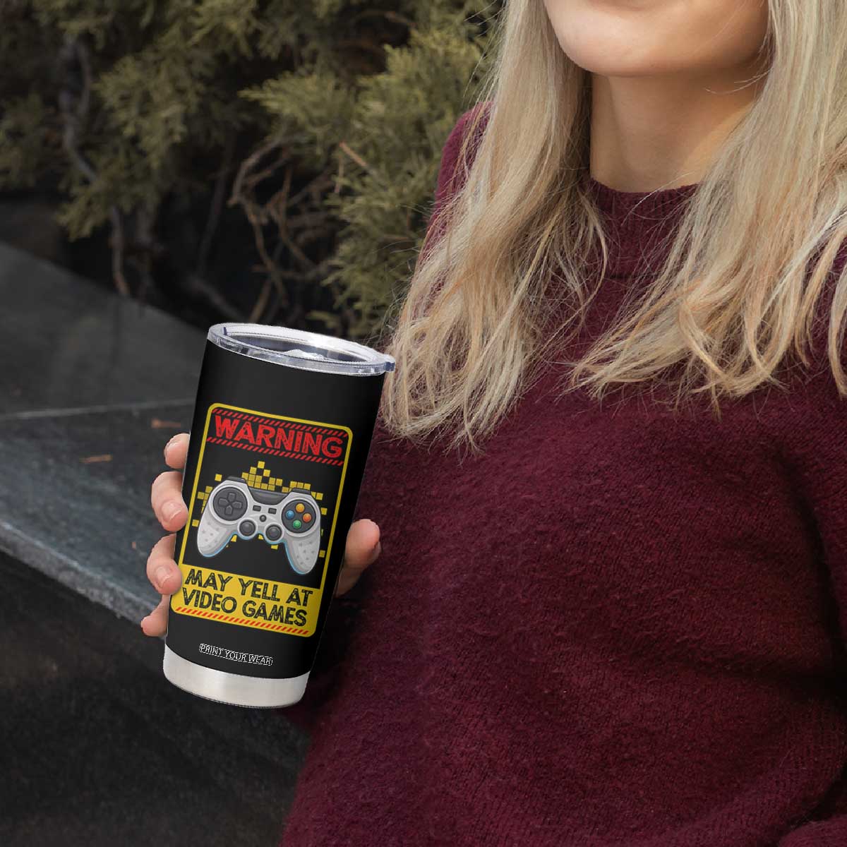 Funny Video Gamer Tumbler Cup Warning May Yell At Video Games TS14 Print Your Wear