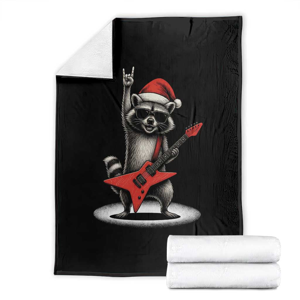 Funny Raccoon Rock Music Christmas Throw Blanket TS14 Black Print Your Wear