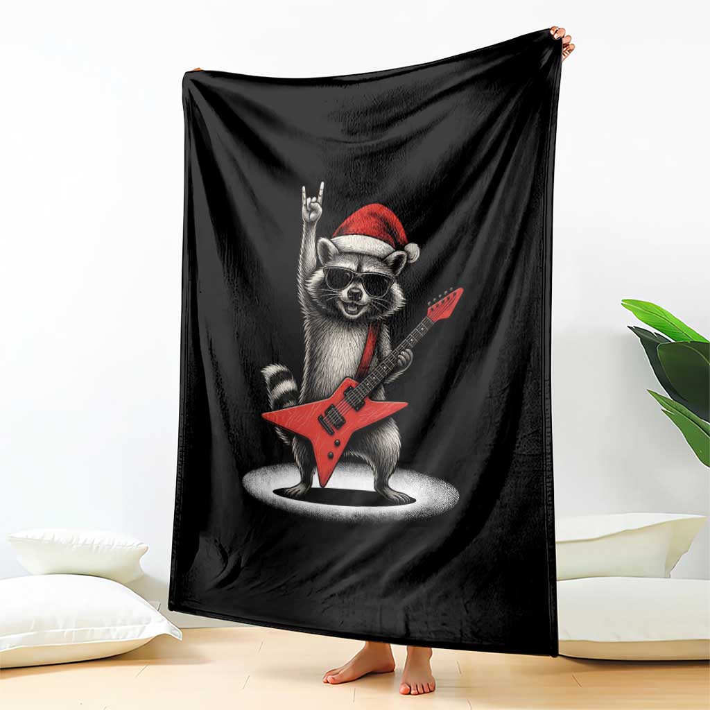 Funny Raccoon Rock Music Christmas Throw Blanket TS14 Print Your Wear