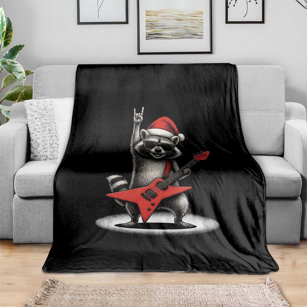 Funny Raccoon Rock Music Christmas Throw Blanket TS14 Print Your Wear